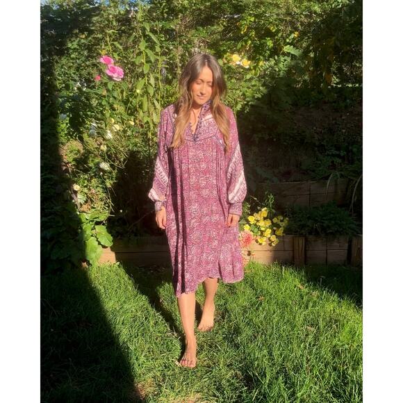 True 1970s Blockprint Made In India Cotton Dress — Authentic Vintage - Picture 1 of 15